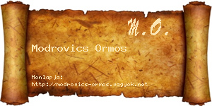 Modrovics Ormos névjegykártya